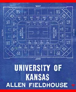 1977 Allen Fieldhouse Map Kansas Basketball Art