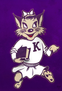 Vintage Kansas State Girl Wildcat Cartoon Art