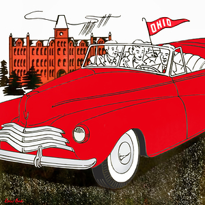 vintage ohio state football gameday car ride