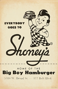 1967 Vintage Shoneys Big Boy Hamburger Ad