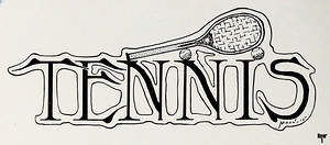 vintage tennis racket art from early 1900s