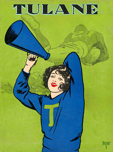 Vintage Tulane Football Cheerleader Art