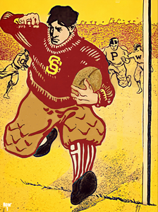 Vintage USC Trojans Football Player Art
