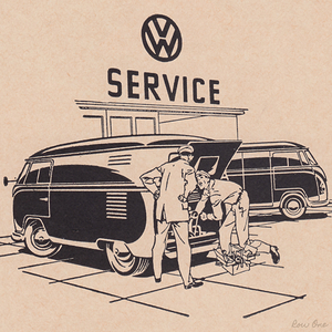 vintage vw automobile service art