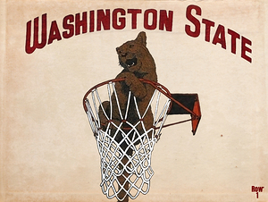 retro washington state basketball art 