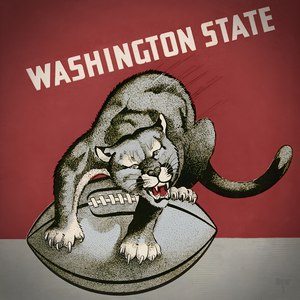 Vintage Washington State Sitting Cougar Art