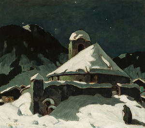 1925 winternacht in bergdorf oskar mulley
