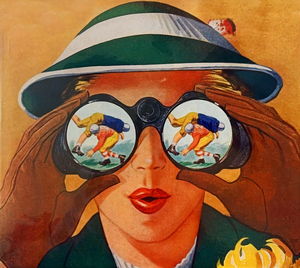 Woman in Green Hat Watching Football