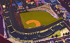 Vintage Wrigley Field Postcard Remix Art