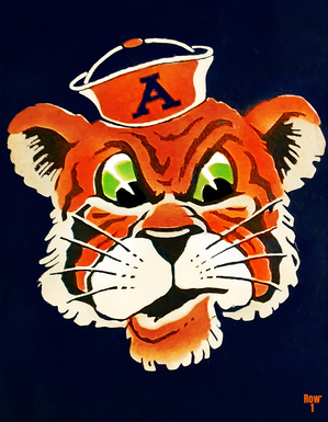 Vintage Auburn Tiger Mascot Art