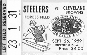 1959 Cleveland vs. Pittsburgh Ticket Black & White Remix