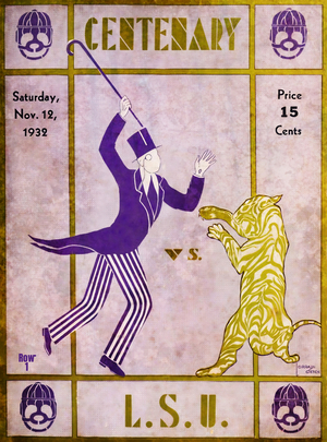 1932 LSU Tigers vs. Centenary Football Program Art