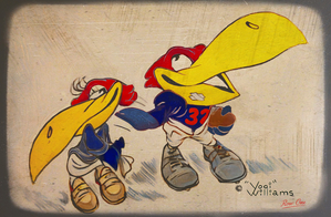 1946 Jayhawk Couple Football Cartoon by Yogi Williams