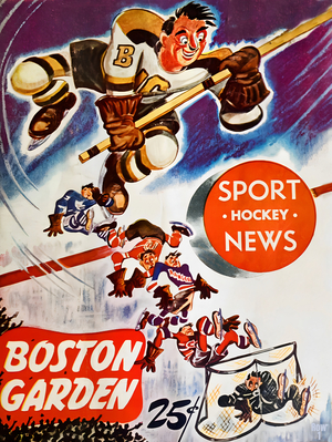 1950s Boston Bruins Hockey Program Art