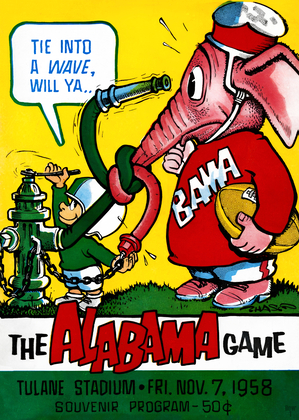 1958 Alabama vs. Tulane Football Program Art