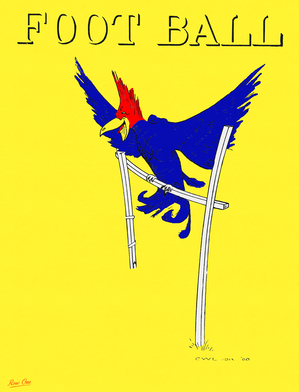 Early 1900s Kansas Jayhawk Football Cartoon Art