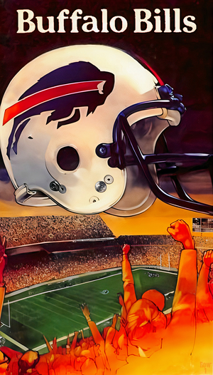 Buffalo Bills Football Helmet and Crowd Art