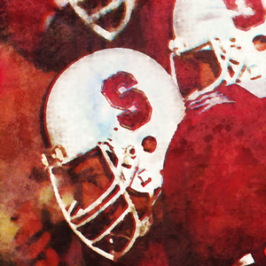Stanford Football Helmets Watercolor Art