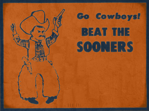 1970s Oklahoma State Pistol Pete Art