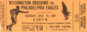 1941 Redskins vs. Eagles Ticket Art