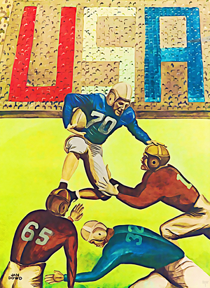 Vintage Forties USA Football Art by Jan Dowd