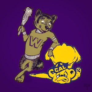 Vintage Washington Husky Cartoon Art