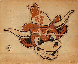 10 Cent Texas Longhorn Cartoon Decal Art