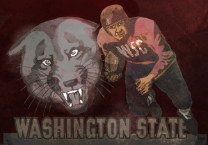 Vintage Fifties Washington State Cougar Football Art
