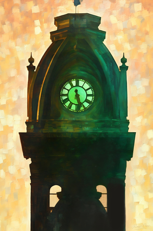 woodburn hall tower sunset 1980s