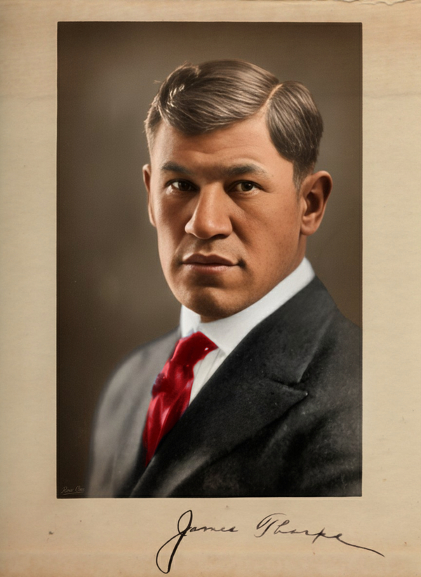 Early 1900s Jim Thorpe Photo and Signature Art Print