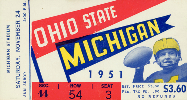 1951 Ohio State at Michigan Football Ticket Print Print