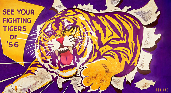 1956 LSU Tiger Art Remix  Print