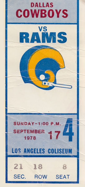 1978 Dallas Cowboys vs. LA Rams Ticket Art Print