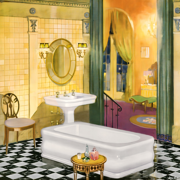 1920s Bathroom Interior Design Print