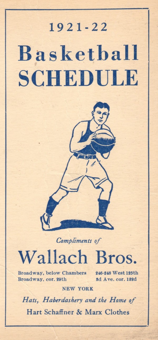 1921 Basketball Schedule Art  Print