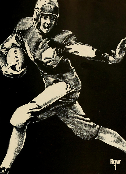 1930s vintage football player stiff arm art  Print