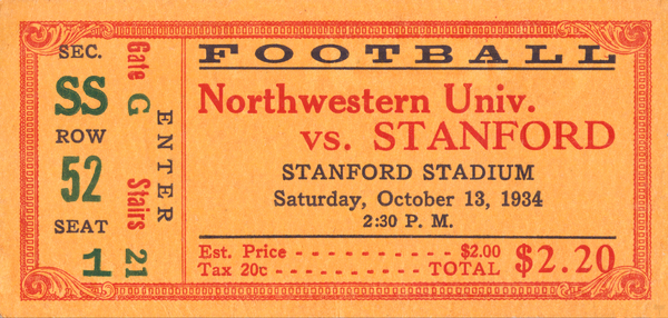 1934 Northwestern vs. Stanford | Row 1 Print