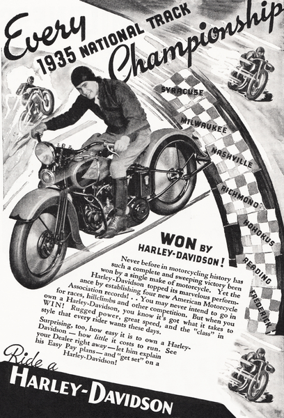1935 Vintage Harley Davidson Ad Poster Print