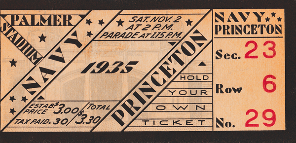 1935 Navy Midshipmen vs. Princeton Tigers Ticket Art Print