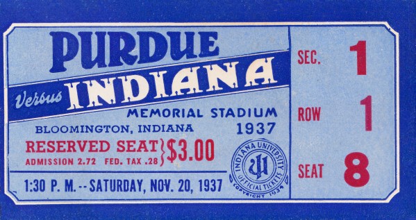 1937 Indiana vs. Purdue Ticket Stub Art Print