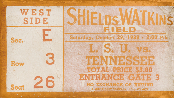 1938 Tennessee vs. LSU Football Ticket Art Print