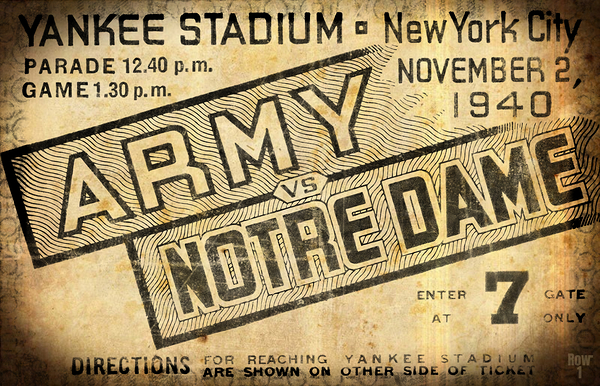 1940 army notre dame ticket remix Print