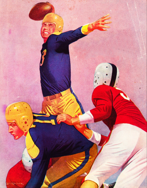Vintage Football Quarterback Art  Print