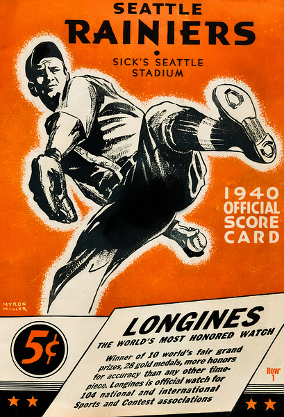 1940 Seattle Rainiers Baseball Scorecard Art  Print