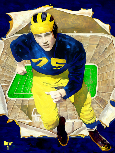 1947 michigan football art remix Print