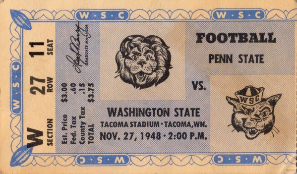 1948 Penn State vs. Washington State Football Ticket Art  Print