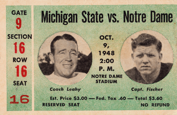 1948 Michigan State vs. Notre Dame Football Ticket Stub Print Print