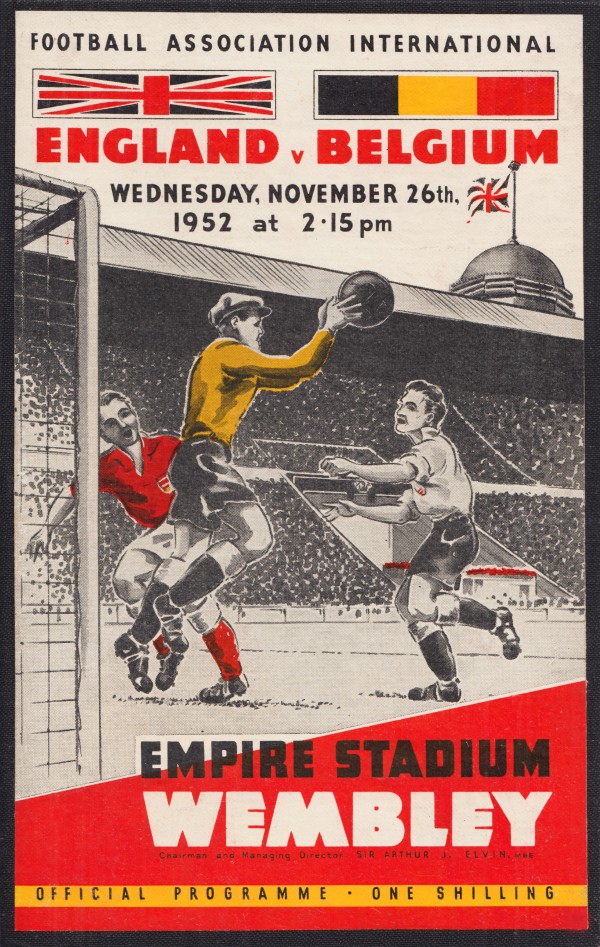 1952 England vs. Belgium Association Football Art   Print