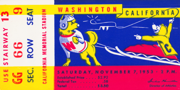 1953 Cal Bears vs. Washington Huskies Football Ticket Art Print