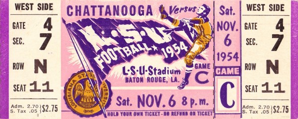 1954 Chattanooga vs. LSU Football Ticket Art Print